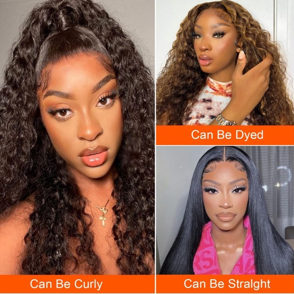 💫 24” 100% HUMAN HAIR DEEP BRAZILIAN WAVY LACE FRONT 4 x 4 FRONT PART WIG *NEW* - Picture 6 of 11